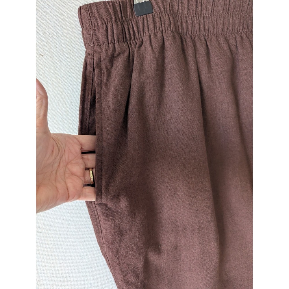 Old Navy Super Wide Leg Pants Women XL Brown Linen Blend High Rise Comfort Boho - Picture 3 of 11